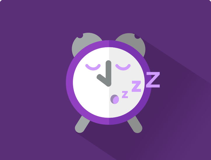 Illustration of clock personified as sleeping soundly